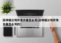 区块链公司开发方案怎么写[区块链公司开发方案怎么写的]